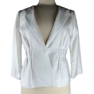 Madison Petite Ivory Linen Lined Jacket One Covered Button Closure Size 10P